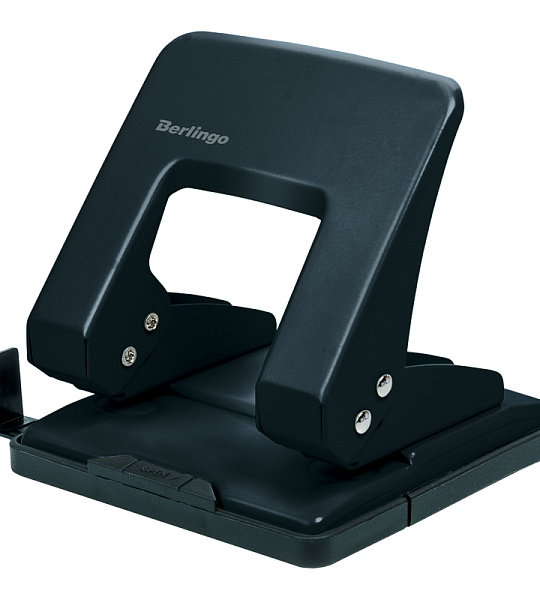 Дырокол Berlingo "Universal" 30л., металлический, черный, с линейкой
