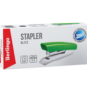 Степлер №10 Berlingo "Blitz" до 10л., пластиковый корпус, зеленый