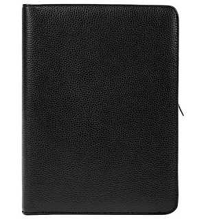 Папка из натуральной кожи на молнии, 340х250х30 мм, черная, 8-011