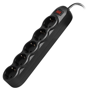 Сетевой фильтр SVEN SF-05L, 5 розеток, 1,8 м, черный, SV-015060