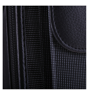 Портфель OfficeSpace "Fortuna", комбинир. кожзам/полиэстер, черный, 3 отделения, молния, с ремнем