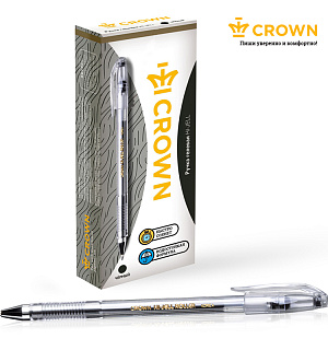 Ручка гелевая Crown "Hi-Jell" черная, 0,5мм, штрих-код