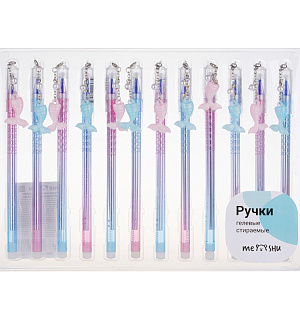 Ручка гелевая стираемая MESHU "Mermaids" синяя, 0,5мм, корпус ассорти