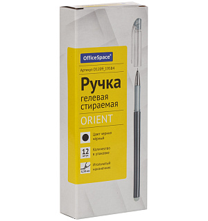 Ручка гелевая стираемая OfficeSpace "Orient" черная, 0,38мм
