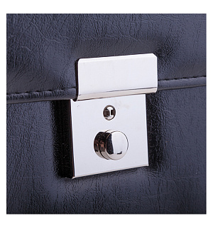 Портфель OfficeSpace "Uran", кожзам, черный, 2 отделения, метал. замок