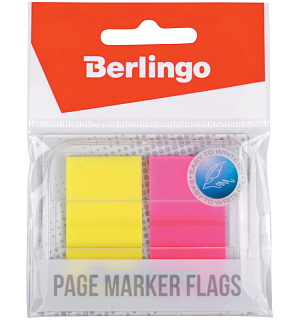 Флажки-закладки Berlingo 45*25мм, 20л*2 неоновых цвета, в диспенсере, европодвес