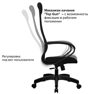 Кресло офисное МЕТТА "SU-B-8" пластик, ткань-сетка, сиденье мягкое, черное