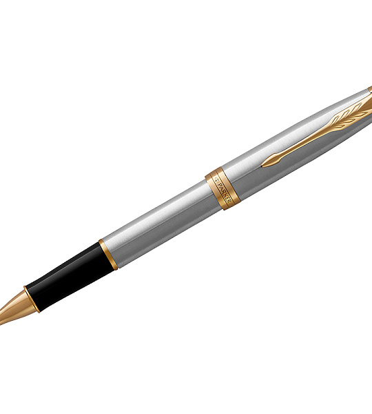 Ручка-роллер Parker "Sonnet Stainless Steel GT" черная, 0,8мм, подарочная упаковка