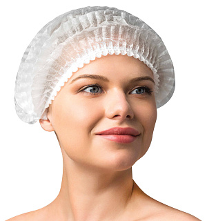 Шапочка одноразовая "Шарлотта" ЧИСТОВЬЕ КОМПЛЕКТ 50 шт., спанбонд 15 г/м2, белая, 603-202