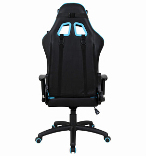 Кресло компьютерное BRABIX "GT Master GM-110", две подушки, экокожа, черное/голубое, 531928