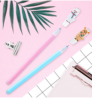 Ручка гелевая стираемая MESHU "Lama" синяя, 0,5мм, корпус ассорти