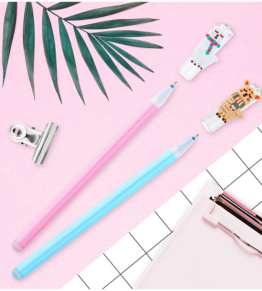 Ручка гелевая стираемая MESHU "Lama" синяя, 0,5мм, корпус ассорти