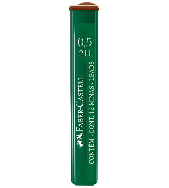 Грифели для механических карандашей Faber-Castell "Polymer", 12шт., 0,5мм, 2H