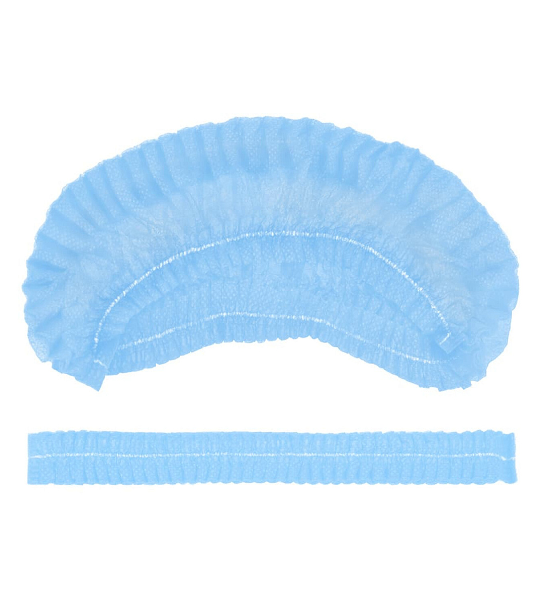 Шапочка-берет Шарлотта "Плиссе", КОМПЛЕКТ 125 шт., спанбонд 8 г/м2, голубая, ГЕКСА