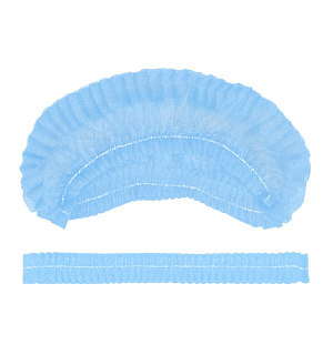 Шапочка-берет Шарлотта "Плиссе", КОМПЛЕКТ 125 шт., спанбонд 8 г/м2, голубая, ГЕКСА