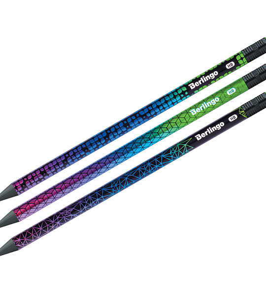 Карандаш ч/г Berlingo "Skyline" HB, черное дерево, круглый, заточен., с ластиком, ассорти