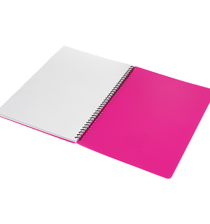 Тетрадь 60л. А4 клетка на гребне OfficeSpace "Neon", пластиковая обложка, розовая