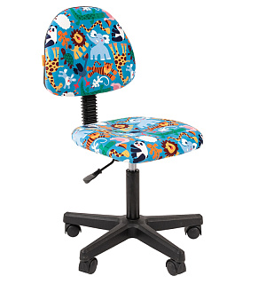 Кресло детское Chairman Kids 104, PL черн., ткань велюр, зоопарк, мех. постоян. под. спины, без подлок