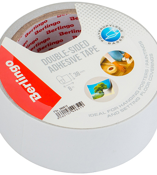 Клейкая лента двусторонняя Berlingo, 38мм*8м, основа-полипропилен