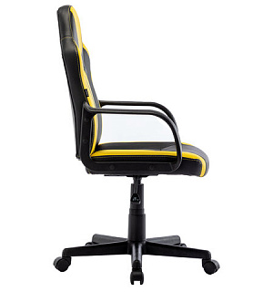 Кресло компьютерное BRABIX "Stripe GM-202", экокожа, черное/желтое, 532510