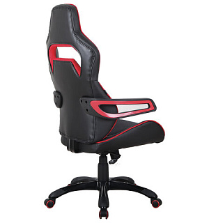 Кресло компьютерное BRABIX "Nitro GM-001", ткань, экокожа, черное, вставки красные, 531816