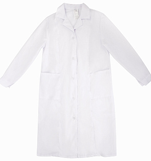 Халат медицинский женский белый, тиси, размер 44-46, рост 170-176, плотность ткани 120 г/м2, 610739