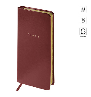 Еженедельник недатированный, карманный, 64л., кожзам, OfficeSpace "Windsor ", коричневый, зол. срез