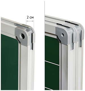 Доска магнитно-меловая OfficeSpace, трехсекционная, линия/клетка, 300*100/100*75*2, алюминиевая рамка