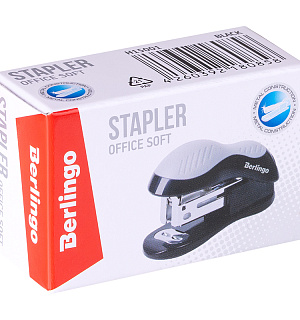 Мини-степлер №24/6, 26/6 Berlingo "Office Soft" до 15л., черный