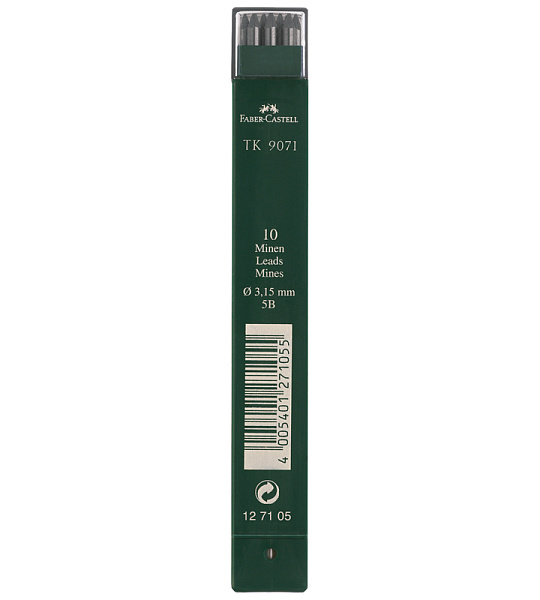 Грифели для цанговых карандашей Faber-Castell "TK 9071", 10шт., 3,15мм, 5B