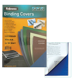 Обложки картонные для переплета А4, КОМПЛЕКТ 100 шт., тиснение под кожу, 250 г/м2, синие, FELLOWES, FS-53713