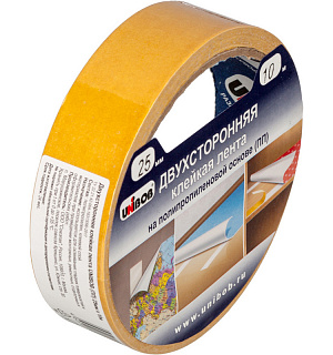 Клейкая лента двухсторонняя  UNIBOB 25мм х 10м (полипропилен)