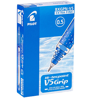 Ручка-роллер Pilot "Hi-Techpoint" синяя, 0,5мм, грип, игольчатый пишущий узел, одноразовая