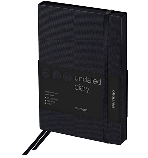 Ежедневник недатир. В6, 136л., кожзам, Berlingo "Western", с резинкой, черный