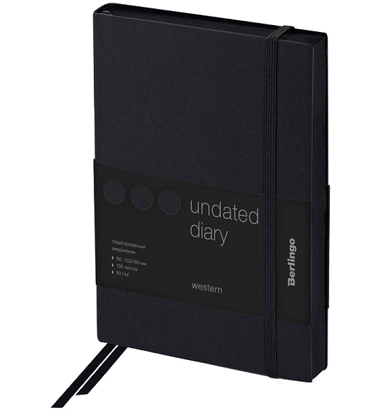 Ежедневник недатир. В6, 136л., кожзам, Berlingo "Western", с резинкой, черный
