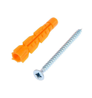 Дюбель ТУНДРА krep универсальный 5x32 мм, с саморезом 3x40 мм, 12 шт.