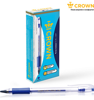 Ручка гелевая Crown "Hi-Jell Grip" синяя, 0,5мм, грип