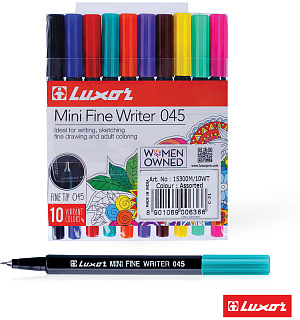 Набор капиллярных ручек Luxor "Mini Fine Writer 045" 10цв., 0,8мм, европодвес