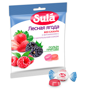 Карамель леденцовая SULA (Зула) "Лесные ягоды", без сахара с витамином С, 60 г, 86639