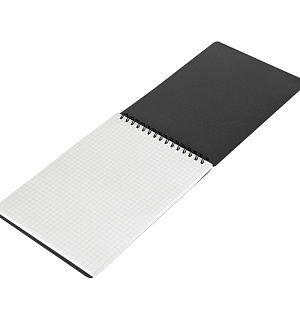 Блокнот А5 60л. на гребне OfficeSpace "Base", черная пластиковая обложка