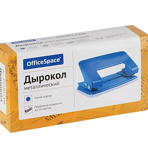 Дырокол OfficeSpace 10л., металлический, синий