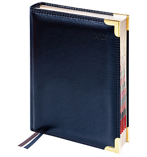 Ежедневник датированный 2023г., А6, 184л.,  кожа, Delucci, гладкая кожа, зол. срез, черный