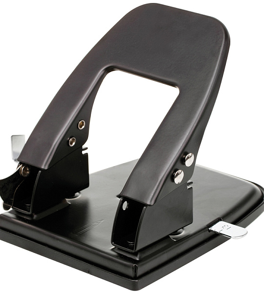 Дырокол OfficeSpace 30л., металлический, черный, с линейкой