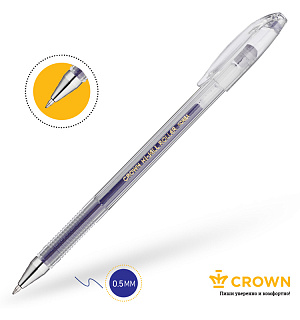 Ручка гелевая Crown "Hi-Jell" синяя, 0,5мм, штрих-код