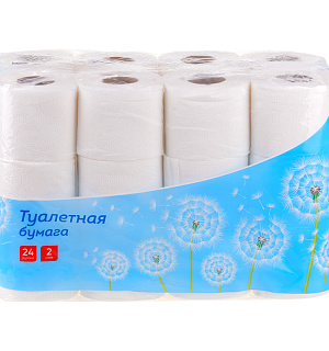 Бумага туалетная OfficeClean 2-слойная, 24шт., тиснение, белая