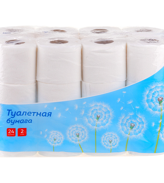 Бумага туалетная OfficeClean 2-слойная, 24шт., тиснение, белая