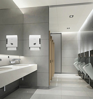 Диспенсер для полотенец в рулонах LAIMA PROFESSIONAL ECO (Система Н1), механический, с рычагом, белый, ABS-пластик, 606549