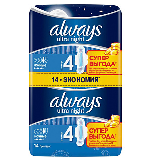Прокладки женские гигиенические ALWAYS Ultra Night Duo 14шт