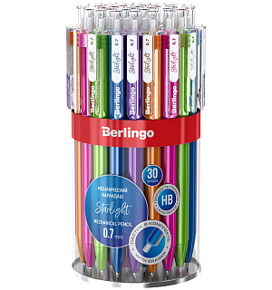 Карандаш механический Berlingo "Starlight" 0,7мм, с ластиком, ассорти