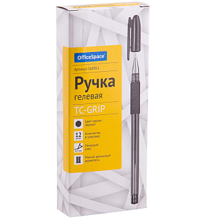 Ручка гелевая OfficeSpace "TC-Grip" черная, 0,5мм, грип
